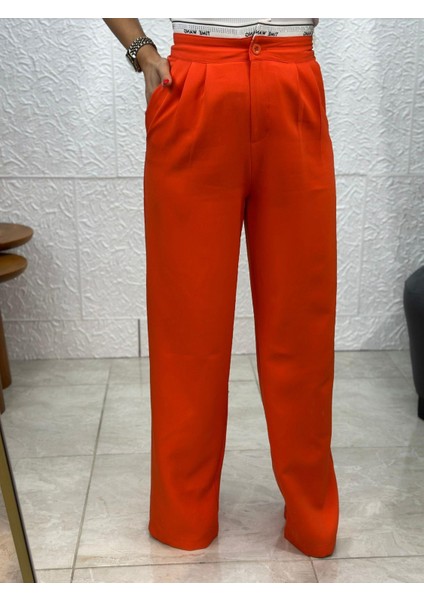 Taş Detaylı Turuncu Palazzo Pantolon modelleri