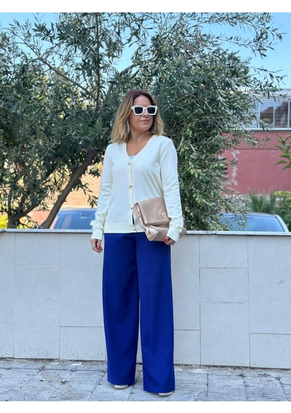 Bol Paça Palazzo Koyu Mavi Pantolon