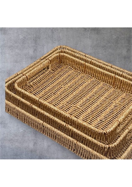 Haki Büyük Dikdörtgen Hasır Tepsi, Sunum ve Düzenleme Için Ideal, 40X30CM modelleri
