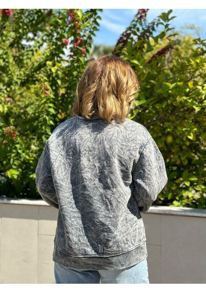 Yıkamalı Kumaş Gri 3 Iplik Sweatshirt modelleri