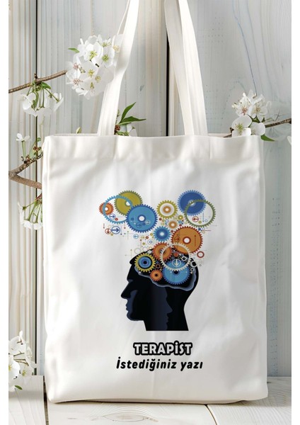 Terapist Baskılı Bez Omuz Çantası Kişiye Özel Model 5