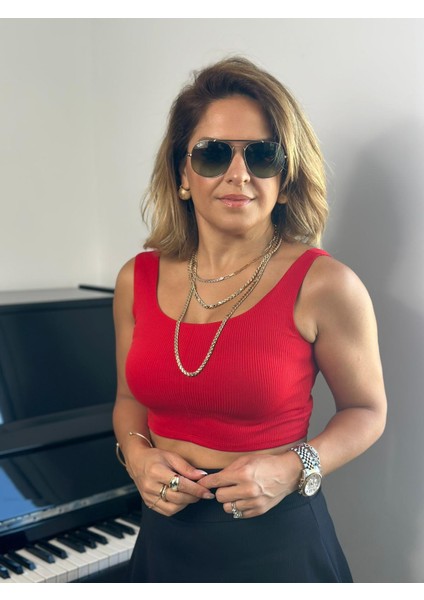 Çift Omuzlu Kırmızı Crop fiyatları
