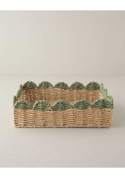 Yesil ve Sarı Renkli, 34X25 cm Kağıt Tepsi, Şık ve Kullanışlı.