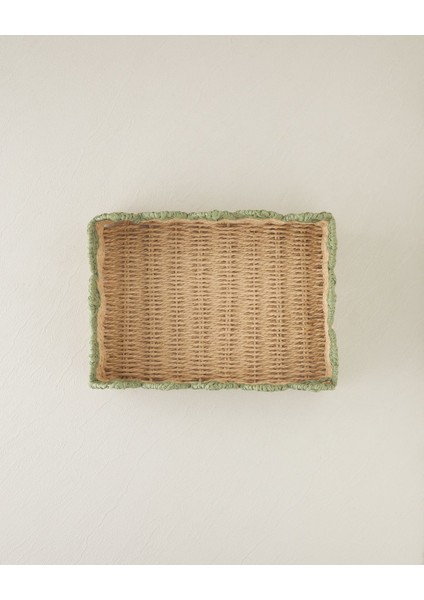 Yesil ve Sarı Renkli, 34X25 cm Kağıt Tepsi, Şık ve Kullanışlı. fiyatları