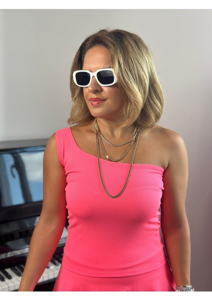 Tek Omuzlu Uzun Fitilli Pembe Body