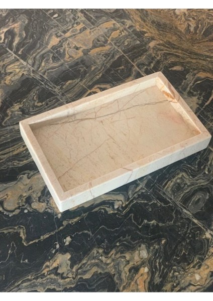 Bej Mermer Tepsi 15X30CM, Şık ve Dayanıklı Ev Dekorasyonu Için Ideal Seçenek