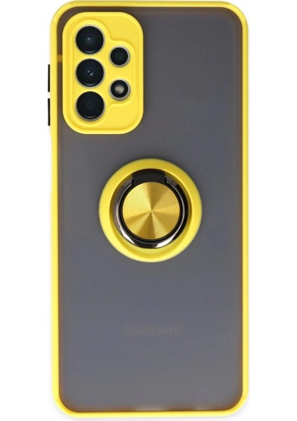 Samsung Galaxy A23 4g Kılıf Montreal Yüzüklü Silikon Kapak - Sarı