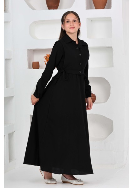 Kız Çocuk Uzun Boy Gofre Kumaş %100 Pamuk Jile & Elbise Iki Parça Takım – Astarlı Zarif SET-4948-ELB-0048