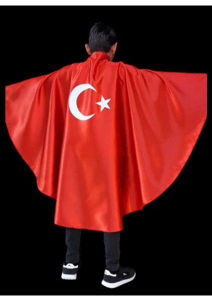 23 Nisan Temalı Kırmızı Türk Bayraklı Gösteri Pelerini 2024