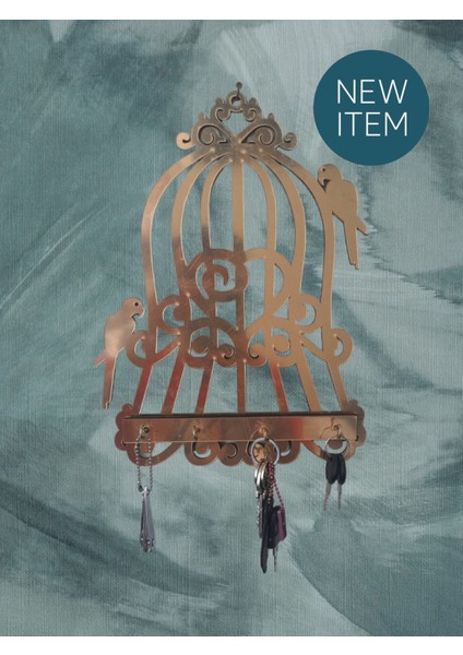 Tropik Kafes Motifli Pleksi Duvar Anahtarlık Askılı Dekorasyon