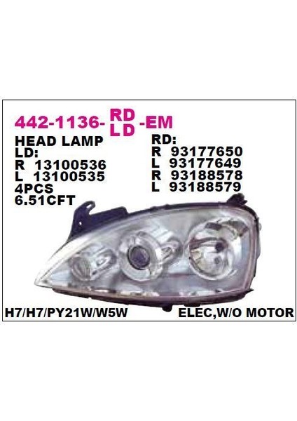 DEPO-442-1136L-LD-EM - On Far Sol Opel Corsa C 03-05 Mercekli