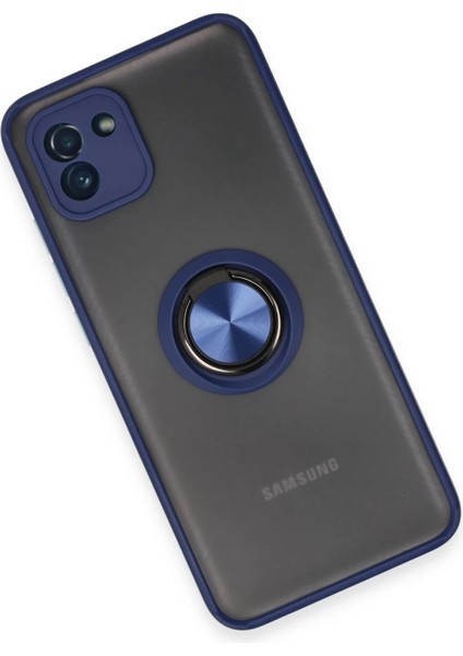 Samsung Galaxy A03 Kılıf Montreal Yüzüklü Silikon Kapak - Lacivert modelleri