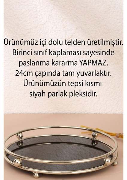 Parlak Siyah Misket Tepsi Organizer, Kahve Yanı ve Servis Için Dekoratif Sunumluk fiyatları