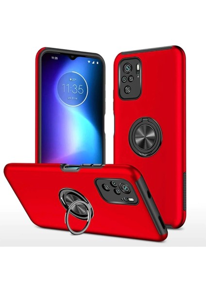 Xiaomi Poco F3 Kılıf Elit Yüzüklü Kapak - Kırmızı