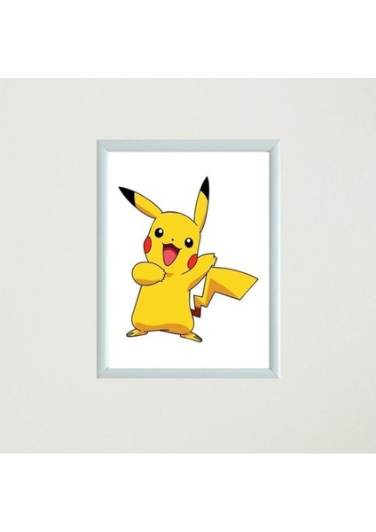 Çocuklar Için Pikachu Kostüm ve Gülen Surat Pikachu Çerçeveli Poster Seti