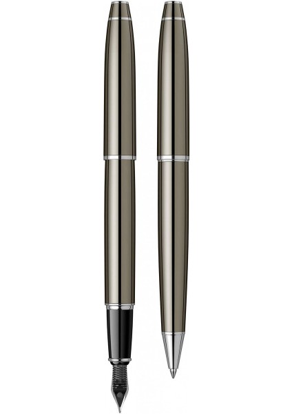 & WizDesign 35 Dolmakalem + Tükenmezkalem Ikili Set Titanyum (Ömür Boyu Garantili - Lüks Kutulu - İsme Özel Tasarım)