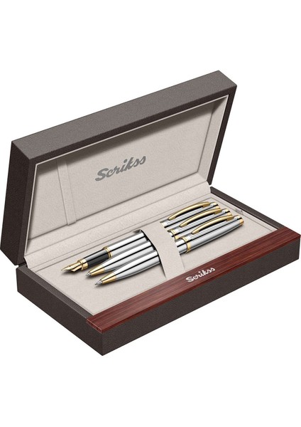 & WizDesign 39 Dolmakalem + Tükenmezkalem + Versatil Üçlü Set Gold Krom (Ömür Boyu Garantili - Lüks Kutulu - İsme Özel Tasarım)
