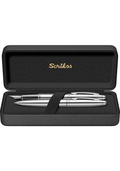 & WizDesign 88 Dolmakalem + Tükenmezkalem Ikili Set Krom (Ömür Boyu Garantili - Lüks Kutulu - İsme Özel Tasarım)