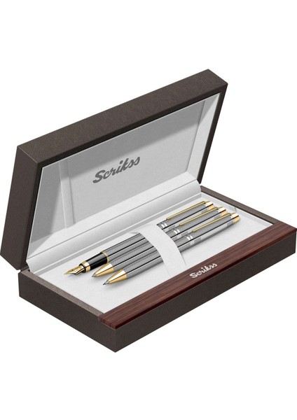 & WizDesign 722W Dolma Kalem + Tükenmezkalem + Versatil Ikili Set Gold Krom ( Ömür Boyu Garantili - Lüks Kutulu - İsme Özel Tasarım )