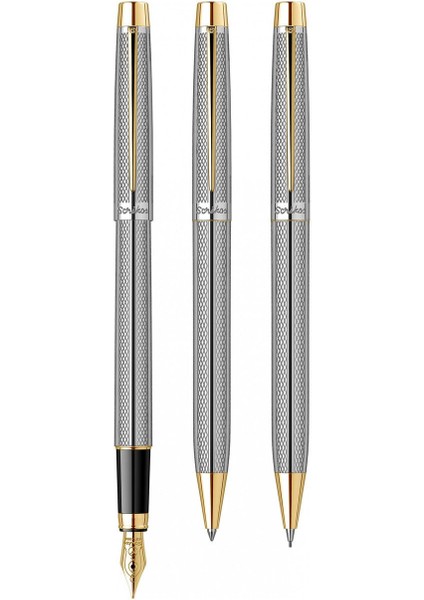 & WizDesign 722W Dolma Kalem + Tükenmezkalem + Versatil Ikili Set Gold Krom ( Ömür Boyu Garantili - Lüks Kutulu - İsme Özel Tasarım ) modelleri