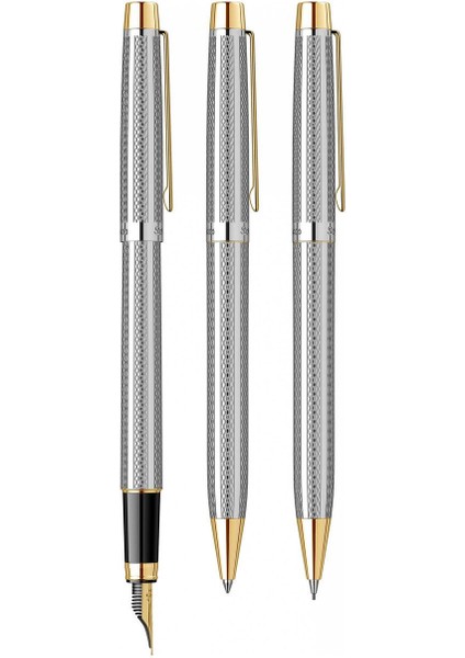 & WizDesign 722W Dolma Kalem + Tükenmezkalem + Versatil Ikili Set Gold Krom ( Ömür Boyu Garantili - Lüks Kutulu - İsme Özel Tasarım ) indirimleri