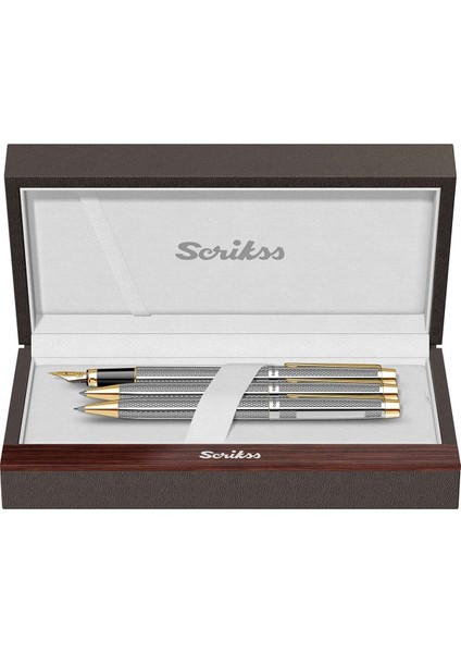 & WizDesign 722W Dolma Kalem + Tükenmezkalem + Versatil Ikili Set Gold Krom ( Ömür Boyu Garantili - Lüks Kutulu - İsme Özel Tasarım )