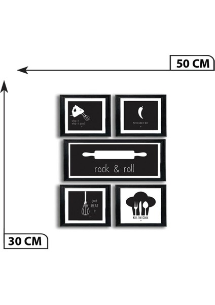5 Parça Ahşap Tablo Seti, Mutfak Köşesi Için Mdf Duvar Dekoru, 50X30 cm fiyatları