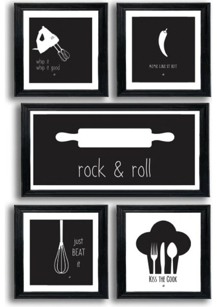 5 Parça Ahşap Tablo Seti, Mutfak Köşesi Için Mdf Duvar Dekoru, 50X30 cm modelleri