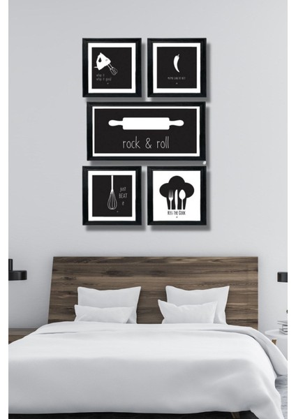 5 Parça Ahşap Tablo Seti, Mutfak Köşesi Için Mdf Duvar Dekoru, 50X30 cm fırsatları