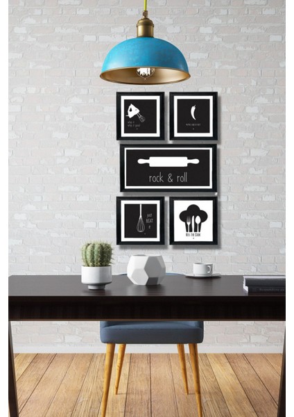 5 Parça Ahşap Tablo Seti, Mutfak Köşesi Için Mdf Duvar Dekoru, 50X30 cm indirimleri