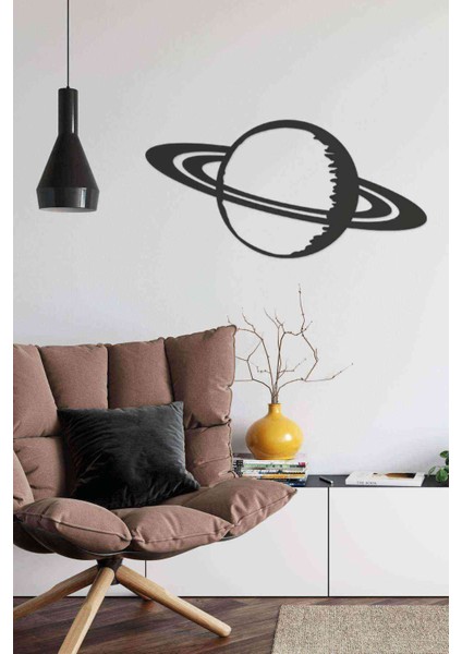 Siyah Ahşap Satürn Figürlü Duvar Dekoru Lazer Tablo Mdf fiyatları