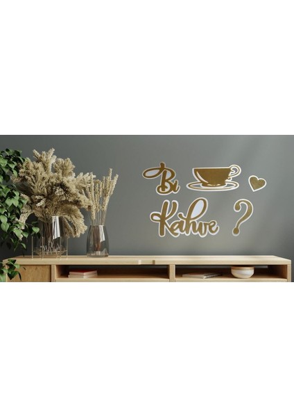 Siyah Beyaz Zemin Üzeri Gold Pleksi Duvar Yazısı, Mutfak Dekoru fiyatları