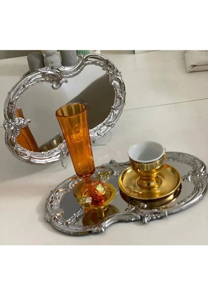 6'lı Lüx Bulut Model Paslanmaz Çelik Kahve Servis Seti 21X21CM fiyatları