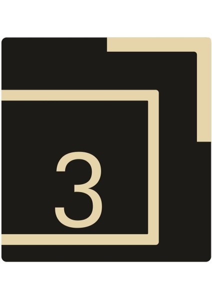 Kare Siyah Kapı Numarası, Gold Aynalı Pleksi, Modern ve Şık Tasarım