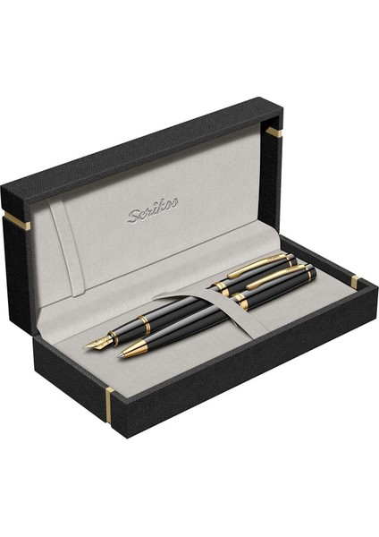 & WizDesign 38 Dolmakalem + Tükenmezkalem Ikili Set Siyah Altın (Ömür Boyu Garantili - Lüks Kutulu - İsme Özel Tasarım)