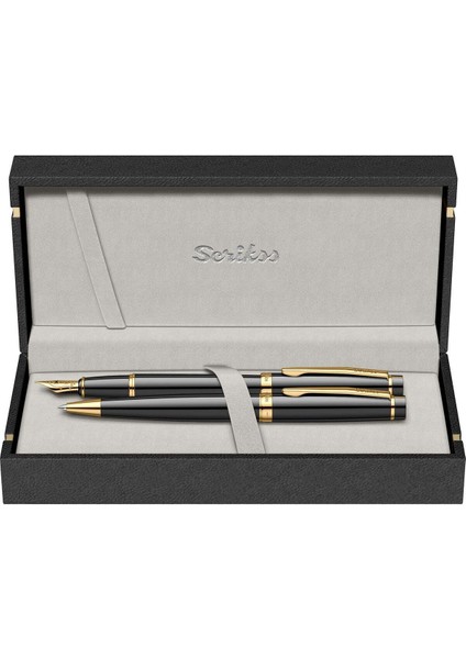 & WizDesign 38 Dolmakalem + Tükenmezkalem Ikili Set Siyah Altın (Ömür Boyu Garantili - Lüks Kutulu - İsme Özel Tasarım)