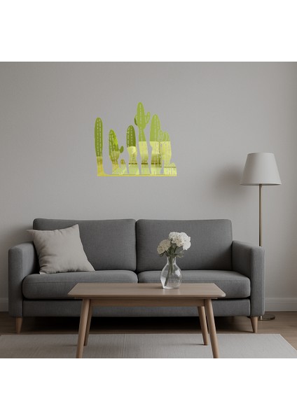 Trendy Kaktüs Desenli Dekoratif Altın Aynalı Tablo - CPTD3541-4588 indirimleri