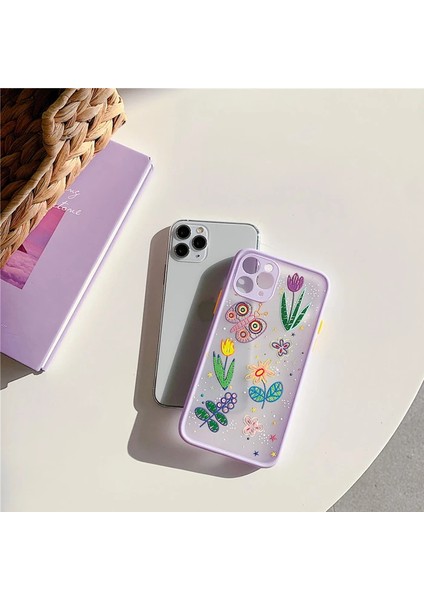 iPhone 11 Pro 5.8inç Kamera Korumalı Çiçek Desenli Silikon KILIF-(1903)