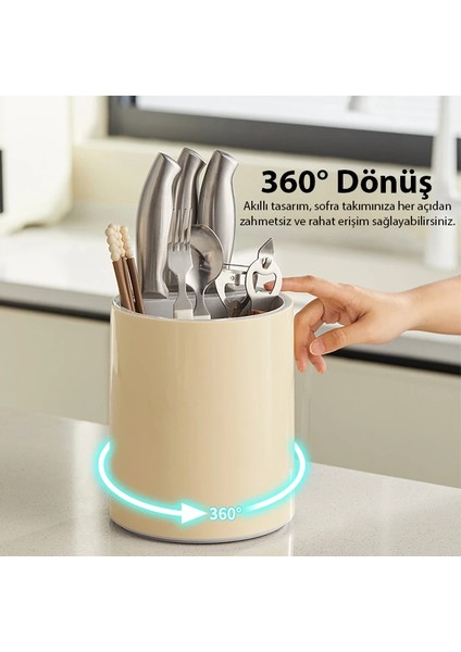 Ezere Çatal - Bıçak - Kaşık Saklama ve Kurutma Kutusu Dönebilen Mutfak DÜZENLEYICI-(1903) fırsatları