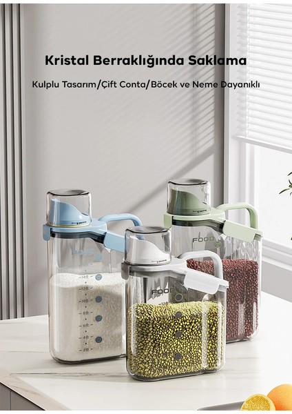 Ezere Büyük Kapasiteli Ölçülü Tahıl-Gıda-Baharat 1600ML Şeffaf Saklama KUTUSU-(1903) fiyatları