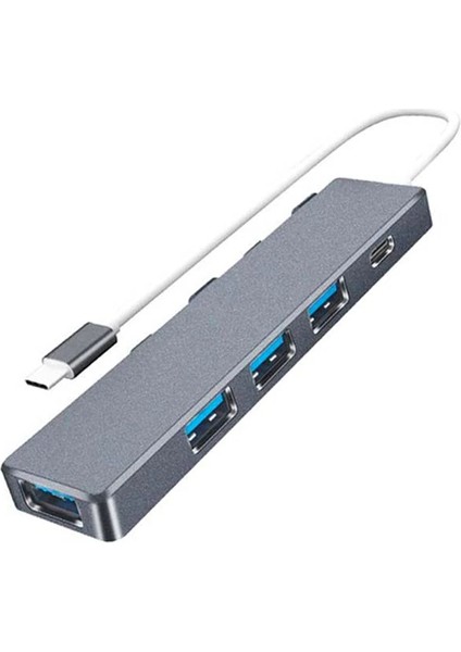 Ally ADS-301C 5 In 1 Type C Dönüştürücü 4 USB Portlu Adaptör Hub ÇOKLAYICI-(1903)