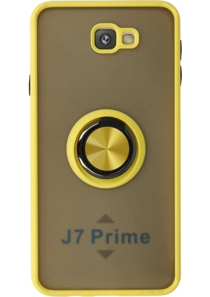 Samsung Galaxy J7 Prime Kılıf Montreal Yüzüklü Silikon Kapak - Sarı
