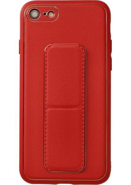 iPhone 7 Kılıf Coco Deri Standlı Kapak - Kırmızı