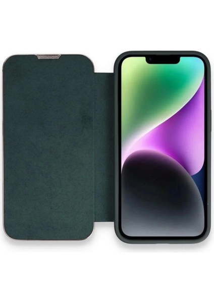 iPhone 13 Pro Kılıf Dolpin Kapaklı - Koyu Yeşil