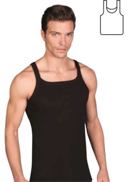Erkek Ince Askılı Fitilli Slim Fit Kaşkorse Atlet 6 Adet Beyaz Siyah Gri Melanj Renkli