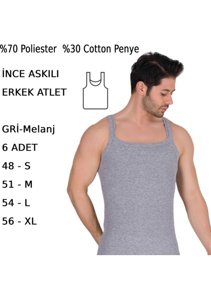 Erkek Ince Askılı Fitilli Slim Fit Kaşkorse Atlet 6 Adet Beyaz Siyah Gri Melanj Renkli fiyatları