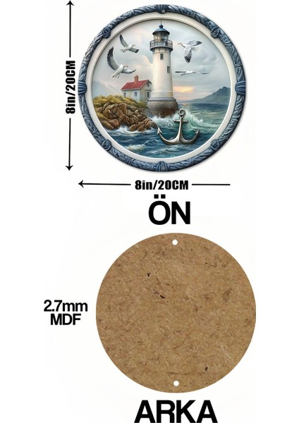 Ahşap Deniz Feneri Temalı Duvar Süsü 20X20 Cm, Doğal ve Şık Dekorasyon. indirimleri