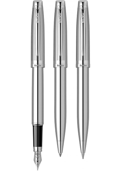 & WizDesign 39 Dolmakalem + Tükenmezkalem + Versatil Üçlü Set Krom (Ömür Boyu Garantili - Lüks Kutulu - İsme Özel Tasarım)
