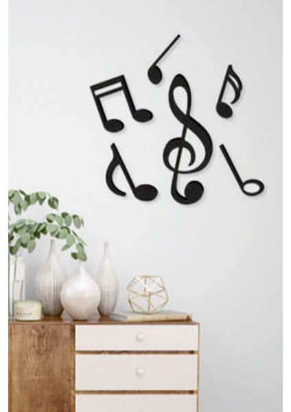 Siyah Ahşap Nota ve Sol Anahtarlı Dekoratif Duvar Süsü fiyatları