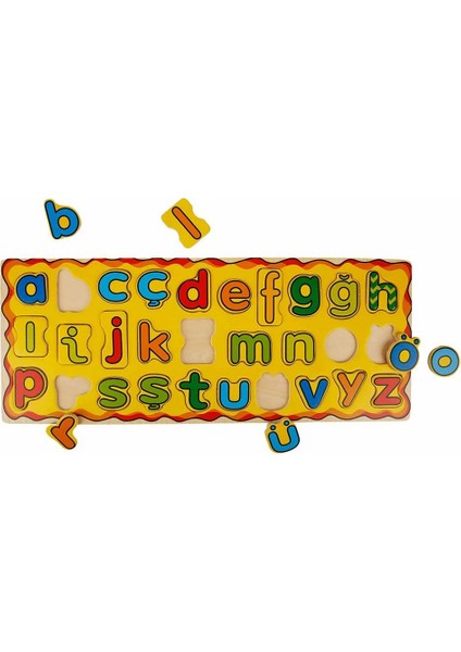 Ahşap Bultak Harfler 30 Parça | Eğitici Ahşap Alfabe Puzzle | 45X18 cm Güvenli Malzeme